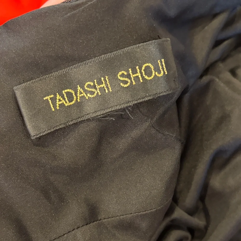 Tadashi Shoji Elegant Black Long Sleeve Gown draped mesh stretch dress - Picture 6 of 8